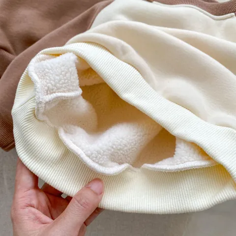 Ensemble de Sweat-shirt Pull-over en Polaire d'Hiver pour Bébé Ours Mignon Avec Oreilles 3D Haut à Manches Longues et Pantalon