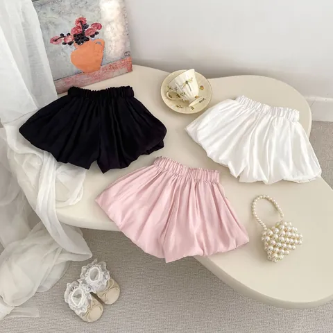 Baby Girls Sweet Bowknot Pumpkin Shorts Summer Tencel Breathable Cotton Lining Lantern Bloomers For Toddler Kids Infant Girls Daily Wear