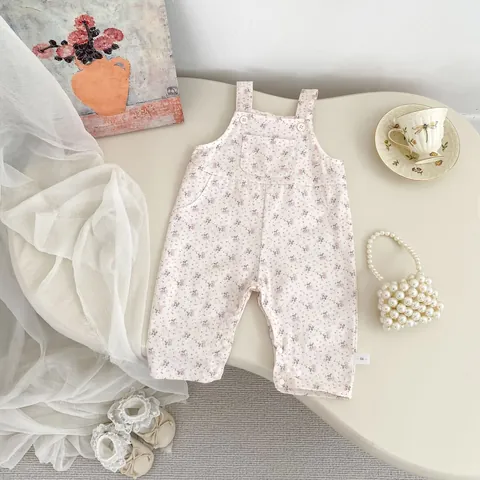 Cute Floral Baby Girl Romper Overalls Outfit With Rabbit Ears Cotton Long Sleeve Top And Suspender Jumpsuit For Newborn Infants