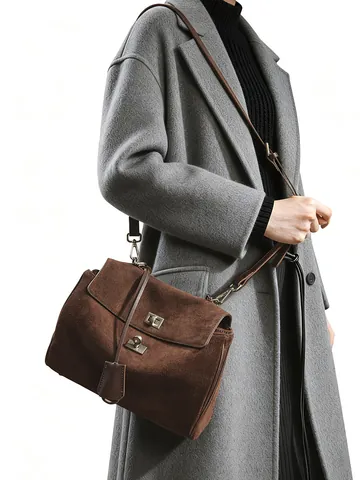 Donna Pelle Scamosciata Tote Bag Vintage Casual Grande Capacità Borsa a Tracolla Stile Designer Manico Superiore Borsa da Lavoro