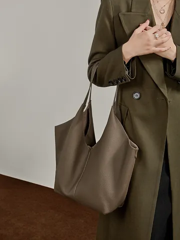 Echtes Leder Tragetasche Große Kapazität Hochwertiges Rindsleder Schultertasche Für Damen Minimalistisch Vintage Büro Handtasche