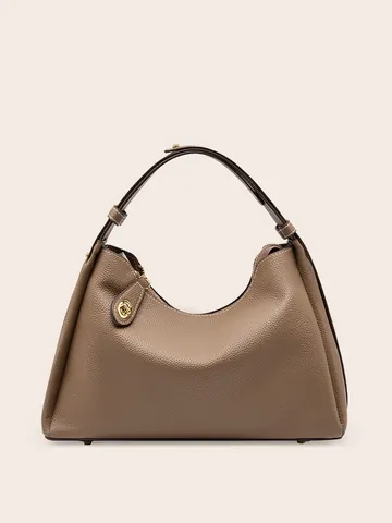 2025 Nuevo Bolso de Hombro de Cuero Genuino para Mujer Vintage Patrón de Lichi Bolso Hobo de Cuero de Vaca Cierre Dorado