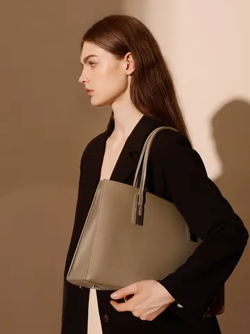 Borsa Tote in Vera Pelle da Donna Grande Capacità Grana Litchi Pelle di Vacchetta Borsa a Mano Pendolare Ufficio Gioielli
