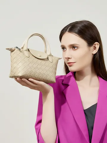 Borsa a Tracolla in Vera Pelle da Donna Moda Borsa a Mano Tessuta Borsa a Spalla Casual Minimalista