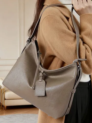Damen Große Kapazität Erste Schicht Kuhleder Tote Bag Retro Weiche Echtes Leder Schultertasche Vielseitige Umhängetasche