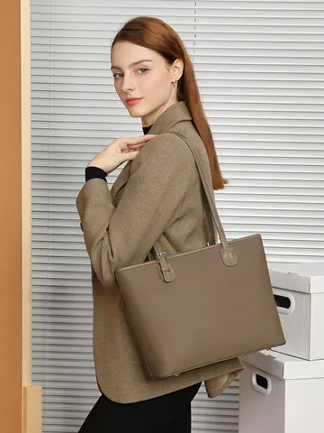 Borsa Tote da Donna in Vera Pelle Primo Strato di Pelle di Vacchetta Grande Capacità Vintage Borsa a Spalla Grana Litchi