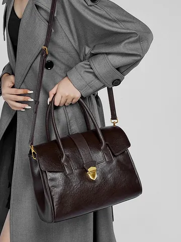 Borsa Ventiquattrore da Donna Grande Capacità in Vera Pelle Primo Strato Pelle Bovina Vintage Tote Bag Handbag per Pendolare