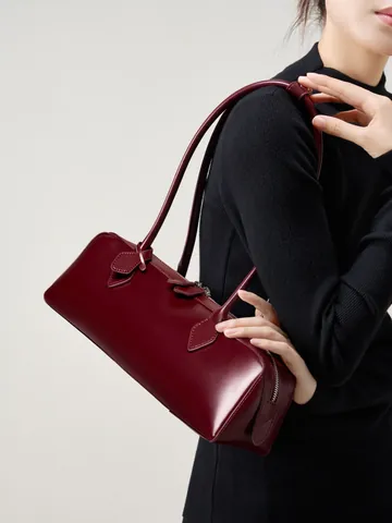 Borsa Baguette da Donna in Vera Pelle di Vacchetta Grande Capacità Borsa a Spalla Sottobraccio Minimalista Urbana