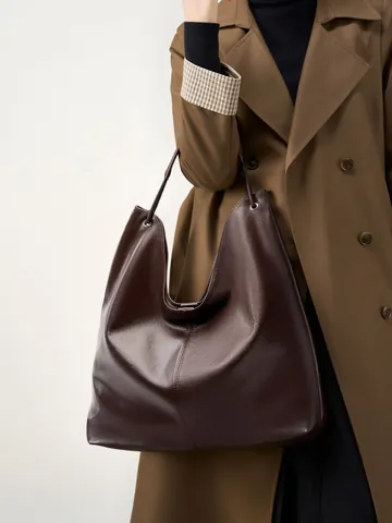Bolso Tote de Mujer de Cuero de Vaca de Primera Capa Gran Capacidad Minimalista Cuero Curtido Vegetal Bolso de Hombro Axila