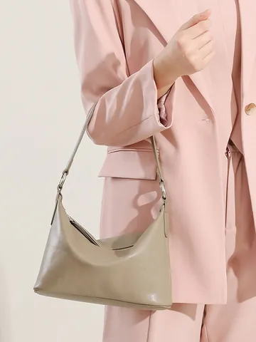 Borsa Hobo Sottobraccio da Donna in Vera Pelle Vintage Minimalista in Pelle di Vacchetta Borsa a Tracolla per il Pendolarismo