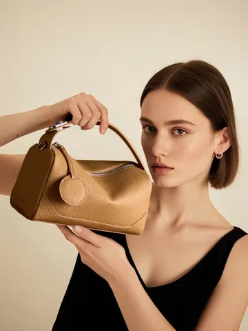 Borsa Boston da Donna in Vera Pelle Primo Strato di Pelle Bovina Trama Litchi Borsa a Mano Tracolla Versatile per Ufficio Quotidiano