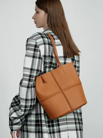 Mode Große Kapazität Erste Schicht Rindsleder Tragetasche Für Damen Kreuzstich Verschachtelt Eimer Tasche Mit Innentasche Handtasche