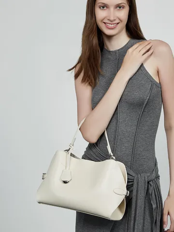 Borsa da Donna in Vera Pelle Grande Capacità Pendolare Borsa a Tracolla Moda Minimalista Quadrata Borsa per Ufficio