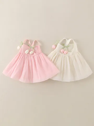 Vestido de Tirantes Pastoral de Verano para Niña Pequeña Tulipán 3D Volantes Sin Mangas Dulce Vestido de Princesa