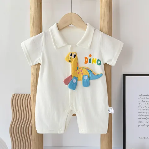 Pagliaccetto per Neonato in Cotone a Maniche Corte con Stampa di Dinosauro Orso Fungo Leone Cartone Animato Tuta Intera Morbida e Traspirante per Neonati Maschi e Femmine