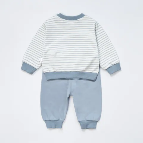 Baby Boy Clothing Outfit Soft Cotton Striped Long Sleeve Pullover Top And Pants Elephant Cartoon Pattern Casual Autumn