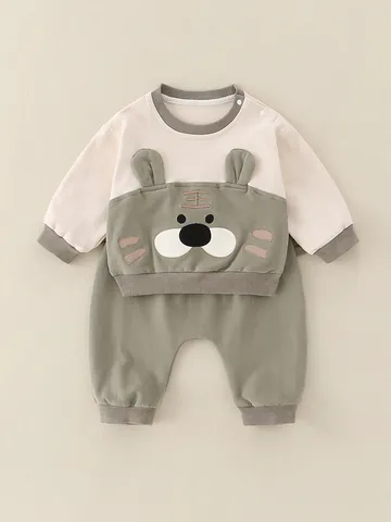 Conjunto de Sudadera de Manga Larga y Pantalones de Algodón con Estampado de Tigre para Bebé Ropa de Dibujos Animados