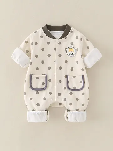 Baby Lange Mouw Kruippakje Polka Dot Giraffe Patroon Viscosemix Jumpsuit Klasse A Zachte Baby Lente Herfst Kleding