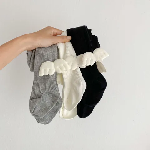 Baby Girls Angel Wings Ribbed Cotton Leggings Infant Toddler Spring Autumn High Waist Tights Stirrup Pants Pantyhose