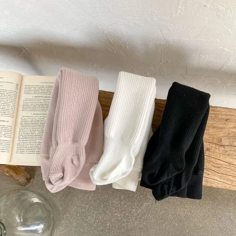 Leggings de Invierno Gruesos Forrados de Lana para Bebés Niñas Cintura Alta Punto de Canalé Medias Térmicas Cálidas para Infantes