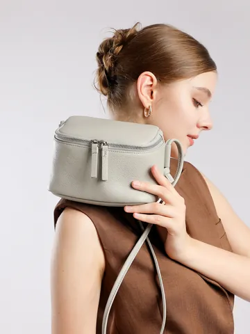 Borsa a Tracolla in Vera Pelle Primo Strato Pelle di Vacchetta Piccola Borsa Quadrata Minimalista Urbano Borsa a Spalla Texture Litchi Forma a Scatola Per Donna