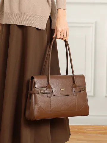 Borsa Tote da Donna in Vera Pelle Vintage in Pelle di Vacchetta Primo Strato Borsa a Tracolla Moda Minimalista
