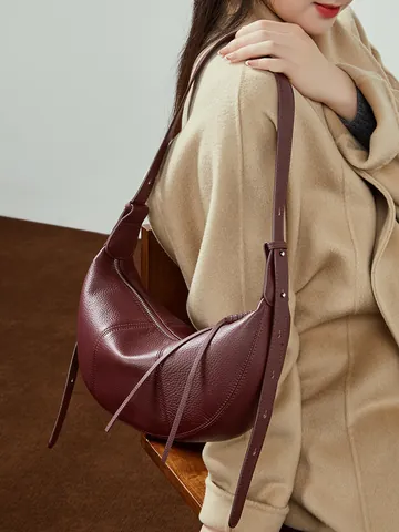 Borsa Hobo a Mezzaluna in Vera Pelle da Donna Borsa a Tracolla Morbida in Pelle Borsa Casual da Commuter