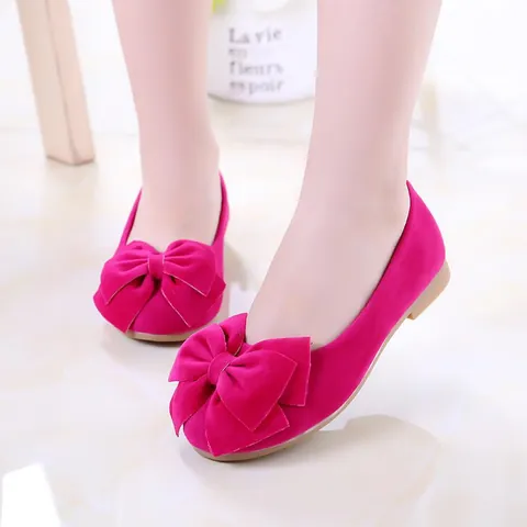 Toddler Girls Sweet Princess Flats With Large Bowknot Round Toe Faux Suede Look Party Casual Shoes For Kids