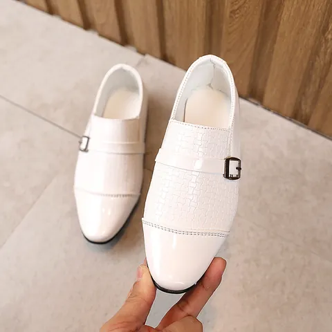 Jungen Formelle Anzugschuhe Für Kinder Hochzeit Party Schule Aufführung Weiche Sohle Monk Strap Lackleder Webstruktur Loafer