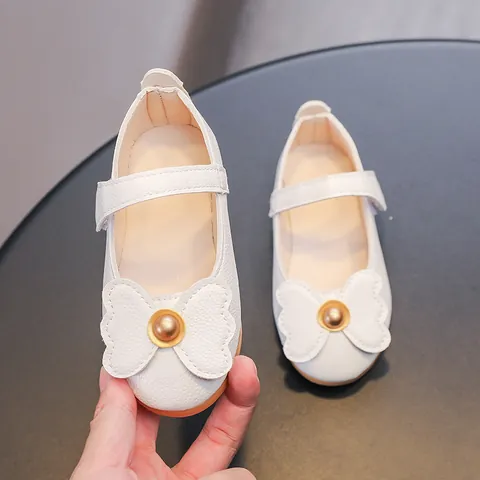 Scarpe Mary Jane da Ragazza in Pelle PU con Fiocco Scarpe da Principessa Con Velcro Suola Morbida Antiscivolo Scarpe da Festa per Bambini