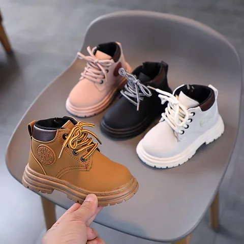 Kinder Martin Boots Mode Kinder Freizeitschuhe Jungen Mädchen Kunstleder Wadenhoch Rutschfest Winterstiefel Seitenreißverschluss