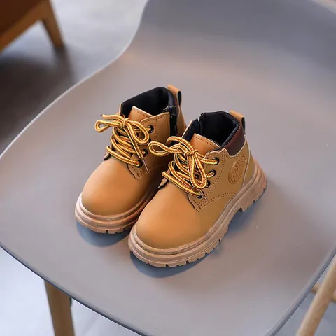 Kinder Martin Boots Mode Kinder Freizeitschuhe Jungen Mädchen Kunstleder Wadenhoch Rutschfest Winterstiefel Seitenreißverschluss
