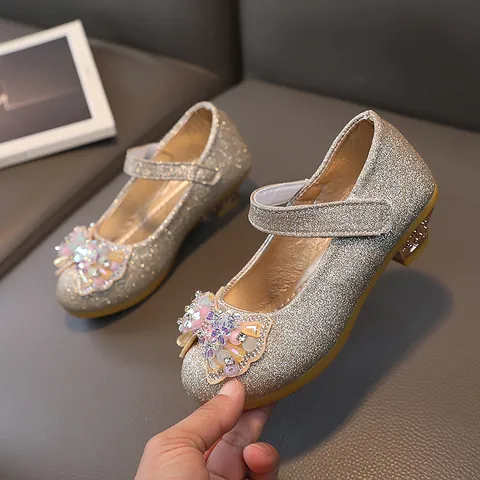 Mädchen Prinzessin Schuhe Glitzer Mary Jane Flats Mit Schleife Strass Funkelnde Aufführung Hochzeit Party Dress Schuhe Für Kinder
