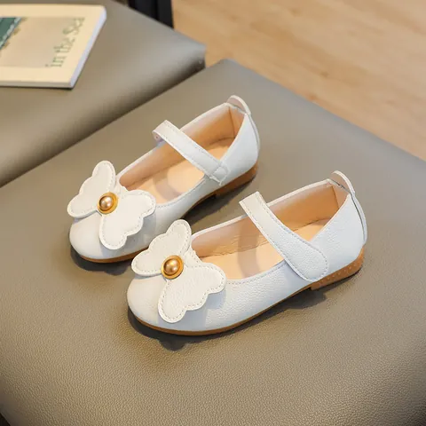 Mädchen Mary Jane Prinzessin Schuhe Mit Schleife Goldperle Dekor Weiche Sohle Klettverschluss Kinder Casual Flats Für Schule
