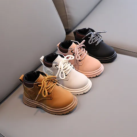 Kinder Martin Boots Kunstleder Herbst Winter Kinderschuhe Jungen Mädchen Lässig Weiche Sohle Rutschfest Reißverschluss Kurzstiefel