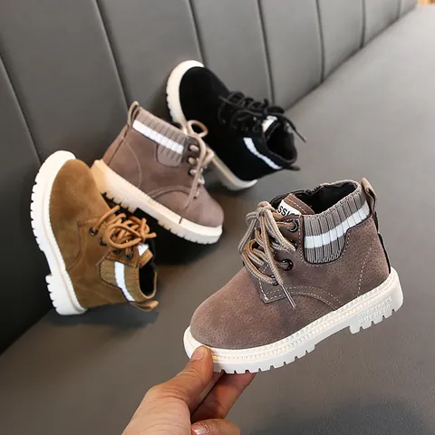 Kinder Martin Stiefel Winter Warm Fleece Gefüttert Britischer Stil Kurzstiefel Für Jungen Mädchen Kunstleder Rutschfeste Schuhe