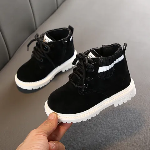 Kinder Martin Stiefel Winter Warm Fleece Gefüttert Britischer Stil Kurzstiefel Für Jungen Mädchen Kunstleder Rutschfeste Schuhe