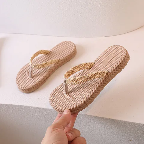 Women Kids Braided Strap Flip Flops Casual Anti-slip EVA Sole Summer Beach Sandals Vacation Outdoor Indoor House Slippers