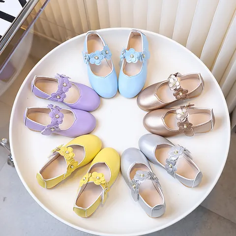 Mädchen Mary Jane Schuhe Prinzessin Blume Perle PU Leder Flache Schulschuhe Rutschfeste Hochzeit Party Schuhe Für Kleinkinder