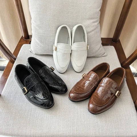 Boys Crocodile Pattern Loafers British Style Kids Slip-on Dress Shoes Fashion Wedding School Flat Shoes With Metal Buckle