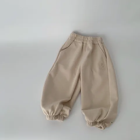 Kids Casual Sweatpants Cotton Blend Letter Embroidery Joggers For Boys Girls Elastic Waist Cuffed Sports Trousers