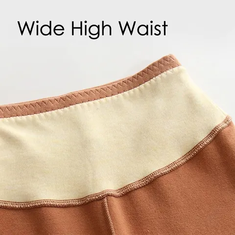 Damen High Waist Thermoleggings Mit Fleece Gefüttert Winter Warme Hose Mit Knieschutz Patch Slim Fit Nahtlose Leggings