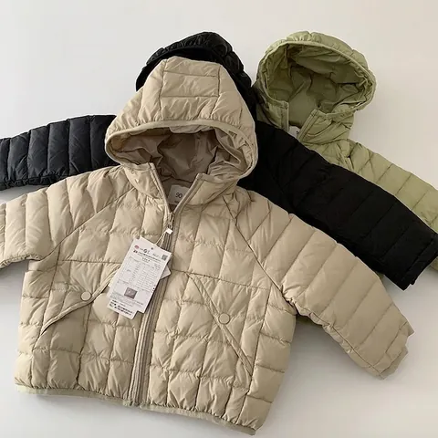 Kids Hooded Down Jacket 90% White Duck Down Windproof Waterproof Winter Coat For Boys Girls Casual Quilted Outerwear
