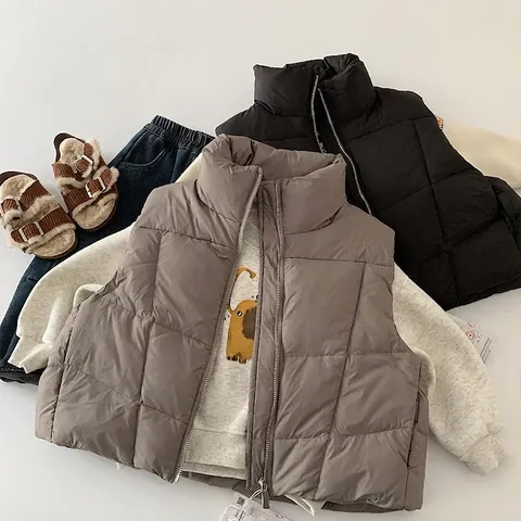 Kids 90 White Duck Down Vest Quilted Puffer Waistcoat Stand Collar Sleeveless Winter Jacket For Boys Girls Warm Outerwear