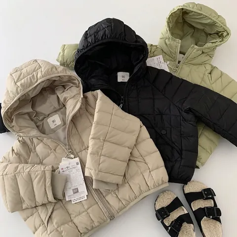 Kids Hooded Down Jacket 90% White Duck Down Windproof Waterproof Winter Coat For Boys Girls Casual Quilted Outerwear