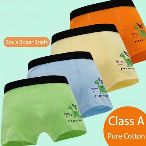 Jungen Reine Baumwolle Boxershorts Bequeme Klasse A Kinder Unterwäsche Cartoon Dinosaurier Delfin Druck Atmungsaktive Weiche Kleinkind Unterhosen