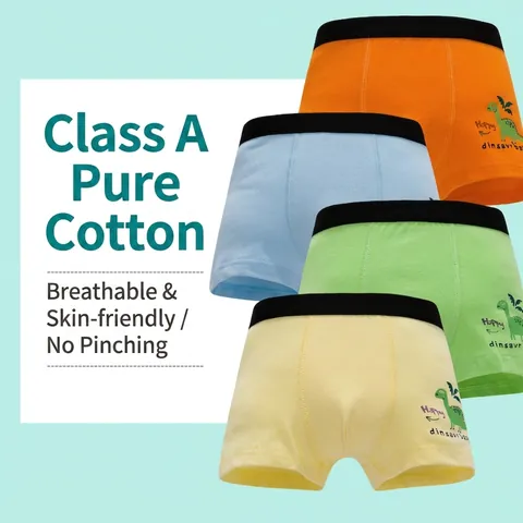 Jungen Reine Baumwolle Boxershorts Bequeme Klasse A Kinder Unterwäsche Cartoon Dinosaurier Delfin Druck Atmungsaktive Weiche Kleinkind Unterhosen