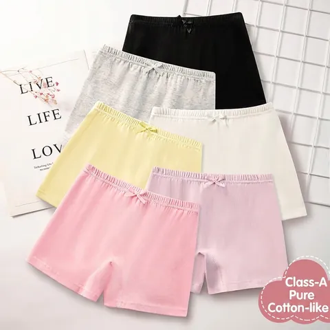 Girls Cotton Safety Pants Breathable Boxer Underwear Bow Lace Trim Class A Cotton Soft Comfortable Shorts for Kids