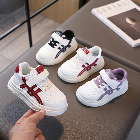 Scarpe Bianche Casual Per Bambini Leggere Traspiranti Scarpe Basse Per Ragazzi Ragazze Chiusura In Velcro Sneakers In Pelle Sintetica