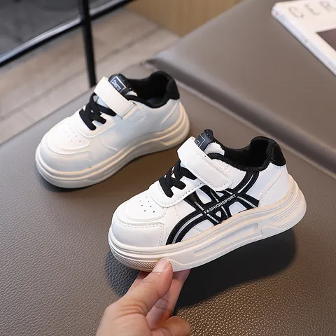 Scarpe Bianche Casual Per Bambini Leggere Traspiranti Scarpe Basse Per Ragazzi Ragazze Chiusura In Velcro Sneakers In Pelle Sintetica